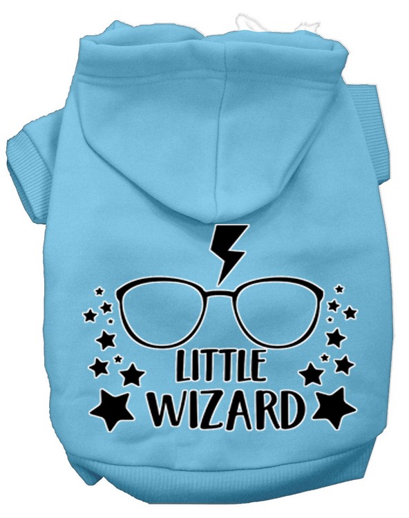 Little Wizard Screen Print Dog Hoodie Baby Blue XS